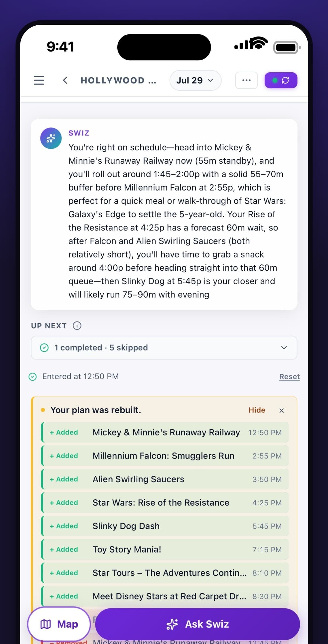ParkSwiz iPhone screenshot: Replan