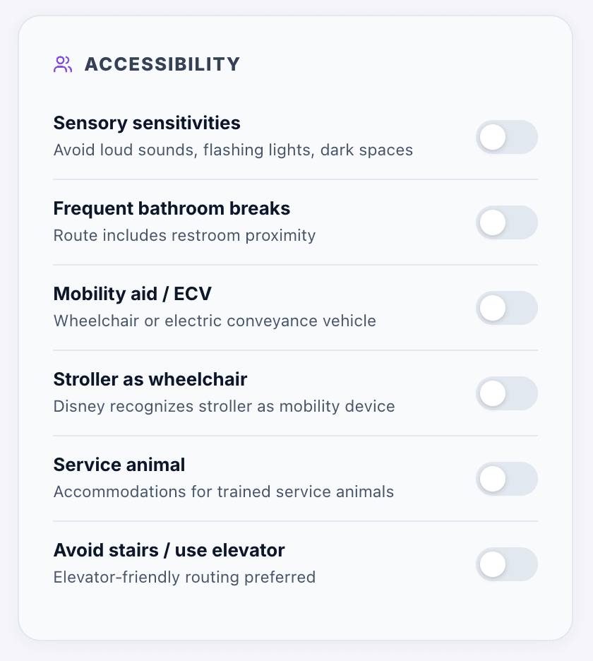 ParkSwiz product screenshot: Accessibility