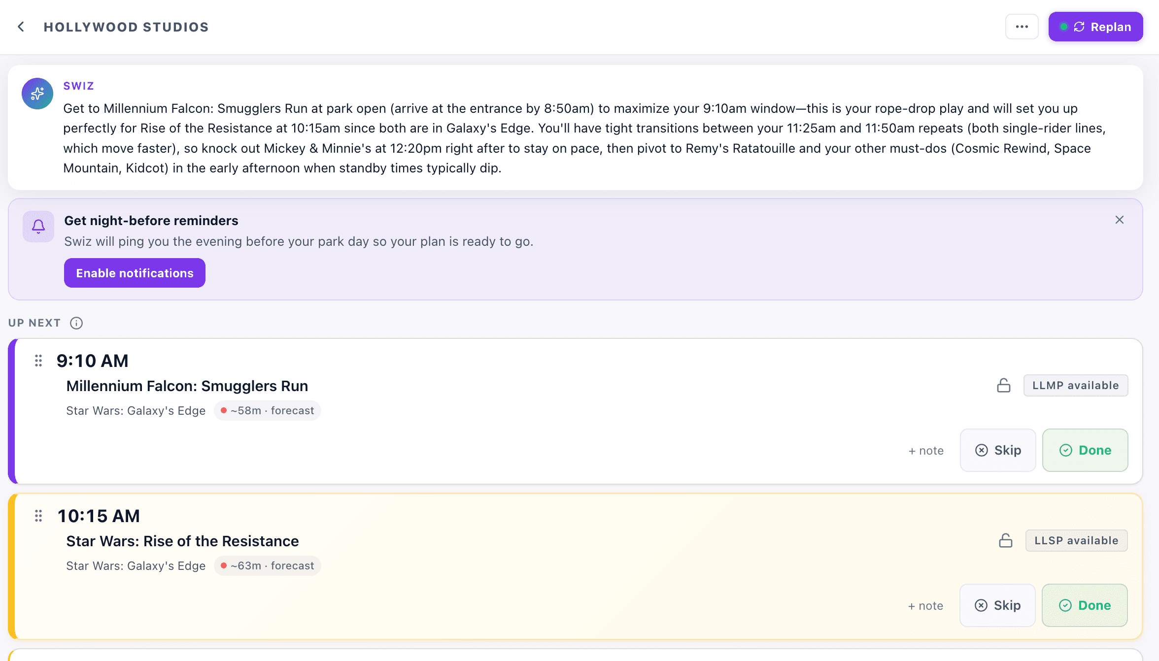 ParkSwiz product screenshot: Day Optimizer